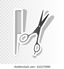 Barber shop sign. Vector. New year blackish icon on transparent background with transition.