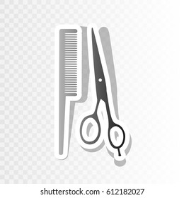 Barber shop sign. Vector. New year blackish icon on transparent background with transition.
