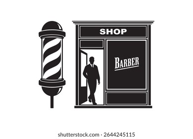 Barber Shop Silhouette Illustration Barber Shop Pole Entrance