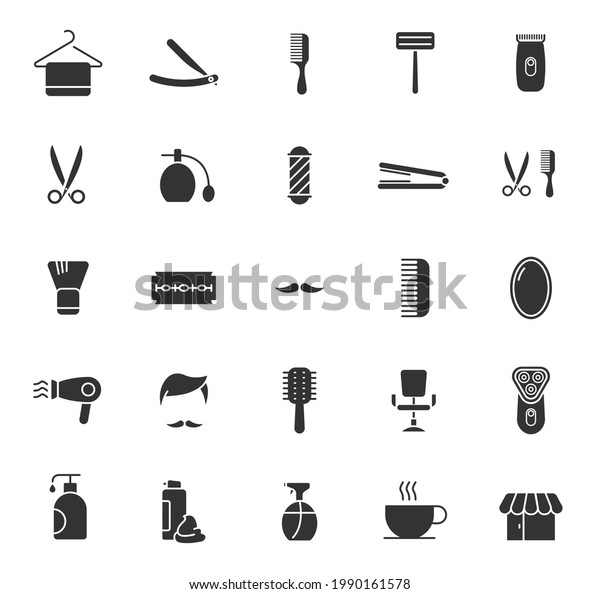 Barber Shop Silhouette Vector Icons Isolated Stock Vector (Royalty Free ...