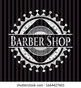 Barber Shop silvery badge. Vector Illustration. Mosaic.