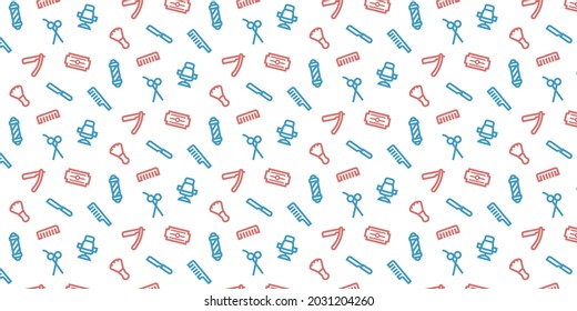 Barber shop simple icon pattern background for website or wrapping paper(Barber color icon version)