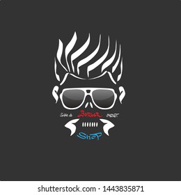 Barber shop skull face logo design template