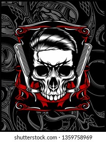 barber shop skull  - Vector