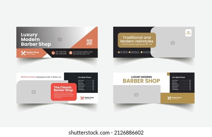 Barber shop social media cover template. Editable creative beauty salon hair cutting and spa business web banner design