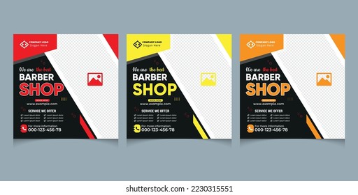Barber Shop Social Media post or Beauty and Hair Salon ad banner design 