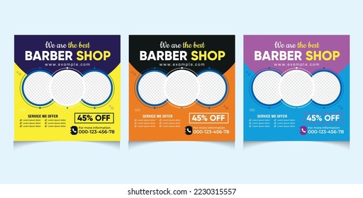 Barber Shop Social Media post or Beauty and Hair Salon ad banner design 