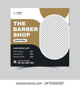 Barber shop social media post banner template design