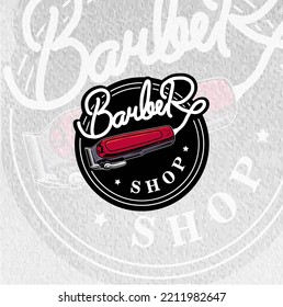 barber shop stamp vintage logo vector illustration
