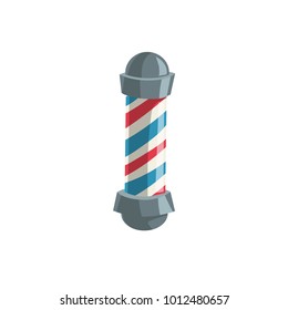 Barber shop striped pole. Cartoo trendy flat design vector illustration. Barber and hairdresser symbol. Isolated on white background. 