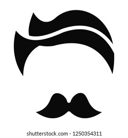 Barber Shop symbol with hair style and mustache icon vector