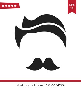 Barber Shop symbol with hair style and mustache icon vector