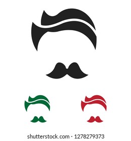 Barber Shop symbol with hair style and mustache icon vector