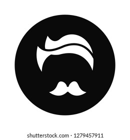 Barber Shop symbol with hair style and mustache icon vector