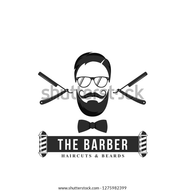Barber Shop Symbol Haircuts Beards Vector Stock Vektorgrafik