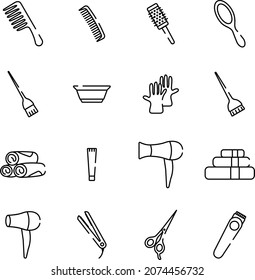 Colección de iconos lineales de las herramientas de Barbershop