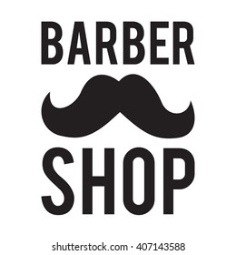 Barber Shop Typographic Hipster Badge Label. With mustache. For barbery signage, salon prints and beauty fashion poster stamps