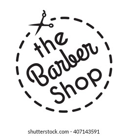 Barber Shop Typographic Hipster Badge Label with scissors. For barbery signage, salon prints and beauty fashion poster stamps