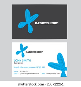Barber Shop Vector Business Card.