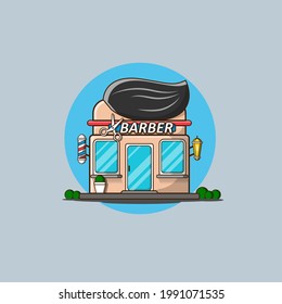 Barber shop Vector flat design, barbershop façade vector illustration. Barber shop building vector.