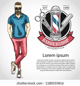 Barber shop vector flyer with dangerous razor