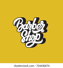 Barber shop. Vector handwritten lettering. Template for card, poster, banner, print for t-shirt, logo design, label.