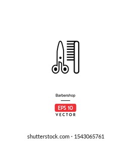 Barber shop vector icon, with line style illustration of business type, isolated on white background. EPS10 - Vector