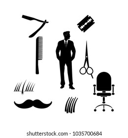 Barber Shop Vector Icons Set. 