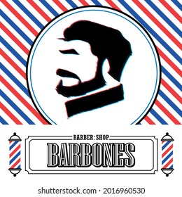Barber Shop, vector illustration with Bearded man logo, male hairdressing business