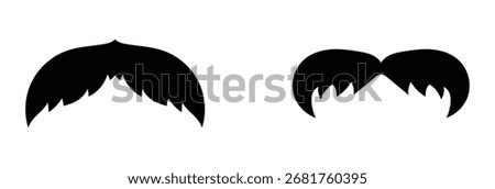 Barber shop vector logo icons on white page. Male fashion silhouette icons. Mustache icon set. Black isolated mustaches icon set on white background. Hand drawn isolated vector icons. EPS 10. 