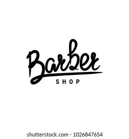 Barber shop vector logo. Lettering concept. Vintage composition for label, badge, emblem, logo