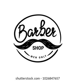 Barber shop vector logo. Lettering concept. Vintage composition for label, badge, emblem, logo