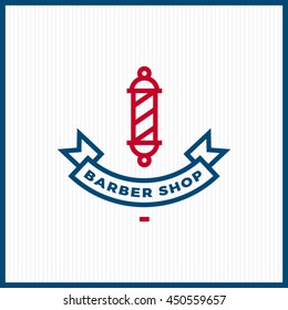 Barber shop vector logo. Minimal clean line mark.