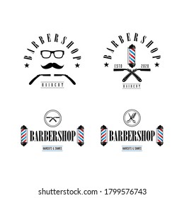Barber shop vector logo set. vector illustration