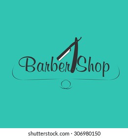 Barber Shop vector logo straight razor