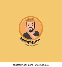 Barber shop vector mascot logo template.