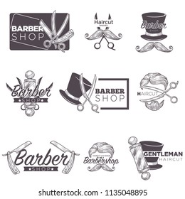 Barbería vectores bigotes barba retro sketch