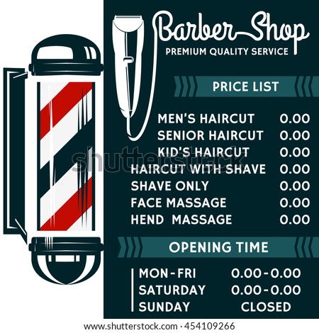 Barber Shop Vector Price List Template Stock Vector 