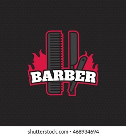 Barber shop vector vintage label, badge, or emblem eps10