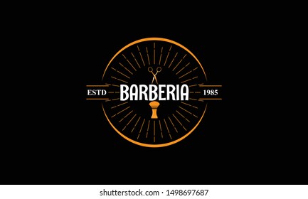 Barber shop vector vintage logo, label, badge or emblem design
