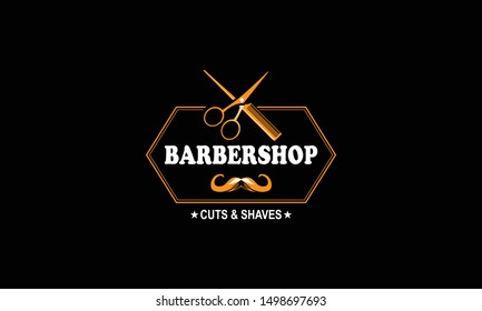 Barber shop vector vintage logo, label, badge or emblem design