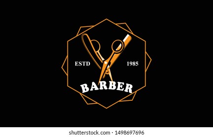 Barber shop vector vintage logo, label, badge or emblem design