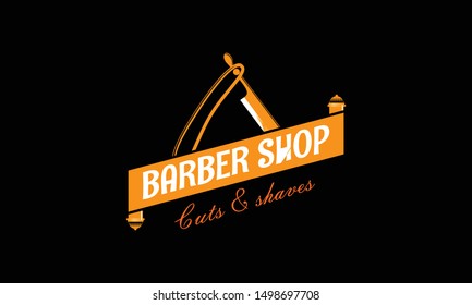 Barber shop vector vintage logo, label, badge or emblem design