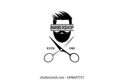 Barber shop vector vintage logo, label, badge or emblem design
