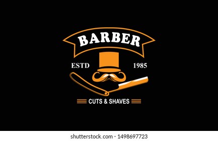 Barber shop vector vintage logo, label, badge or emblem design