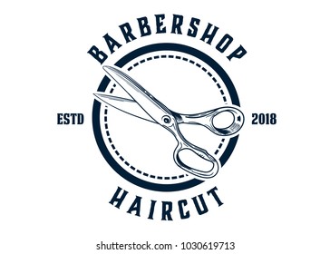 Barber shop vector vintage round badges, emblems, labels or logos