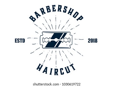 Barber shop vector vintage round badges, emblems, labels or logos