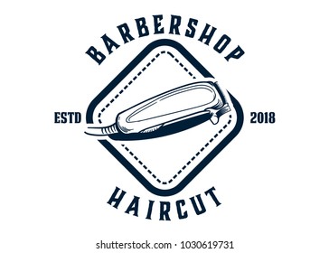 Barber shop vector vintage round badges, emblems, labels or logos