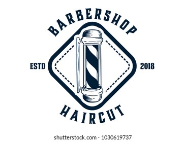 Barber shop vector vintage round badges, emblems, labels or logos