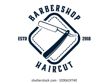 Barber shop vector vintage round badges, emblems, labels or logos